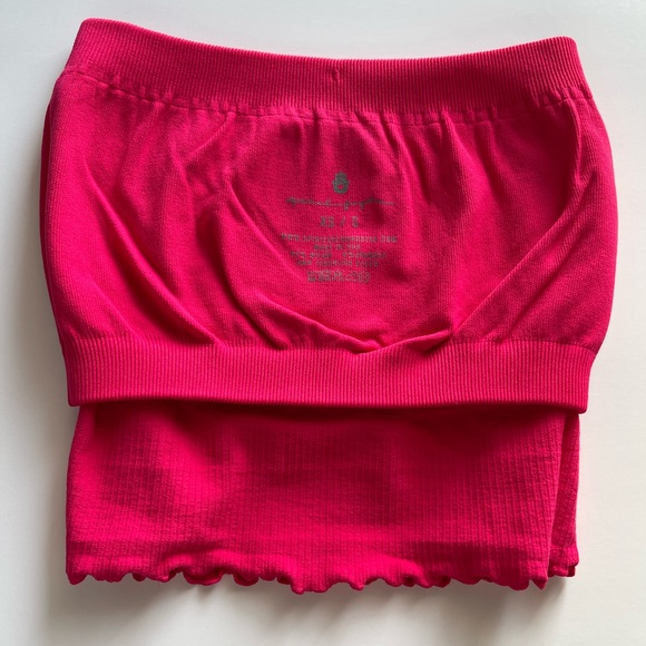 Spiritual Gangster Bright Pink Amor Bandeau Tube top with lettuce hem Size XS/S - Picture 7 of 8